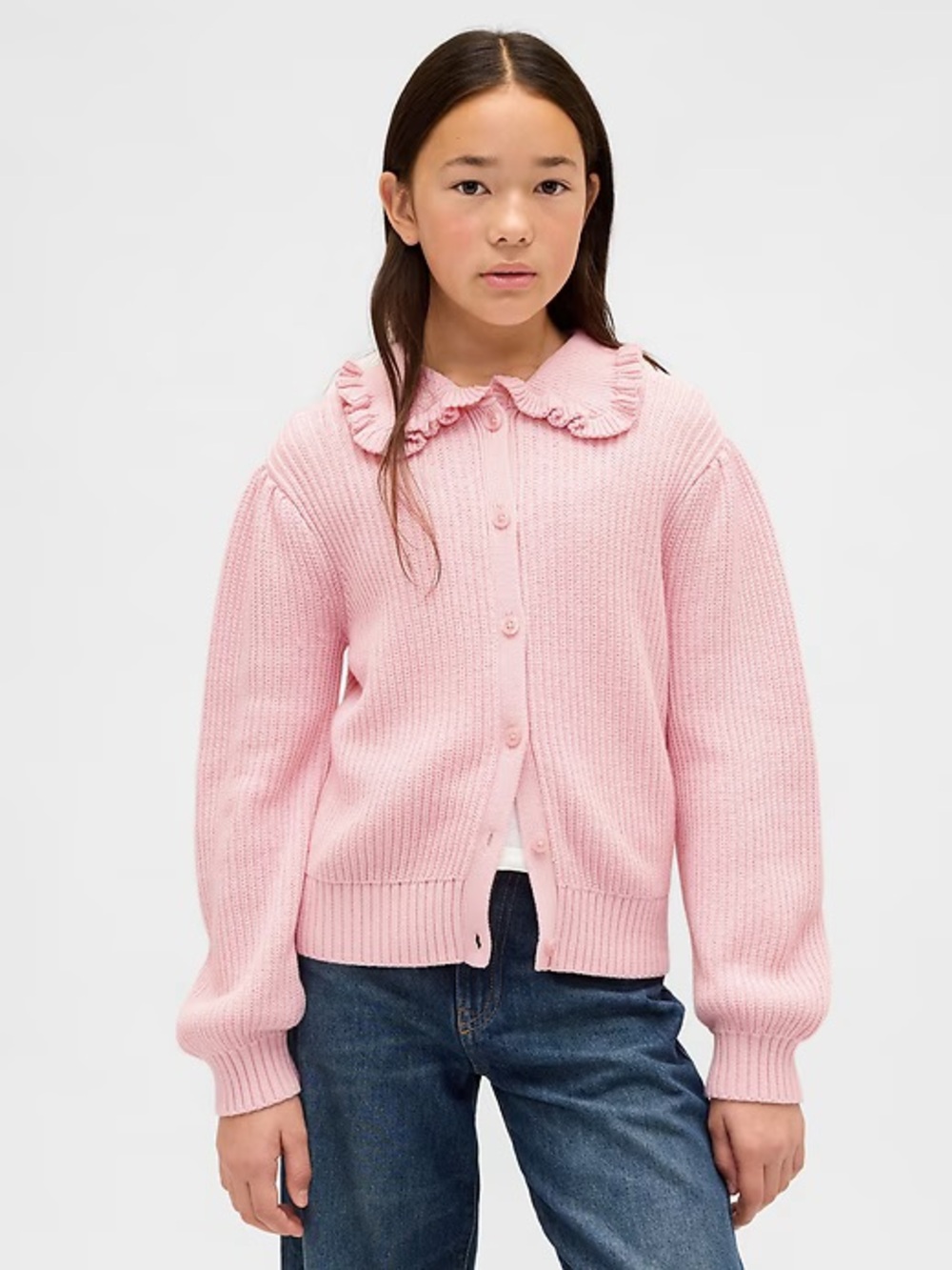 NWT Gap Kids Ruffle Collar Cardigan - Pure Pink